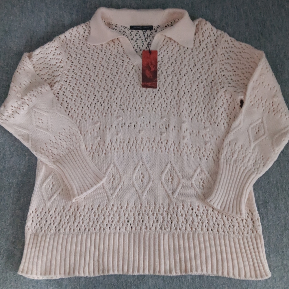Peruvian Connection Leandra Cream Cotton Sweater